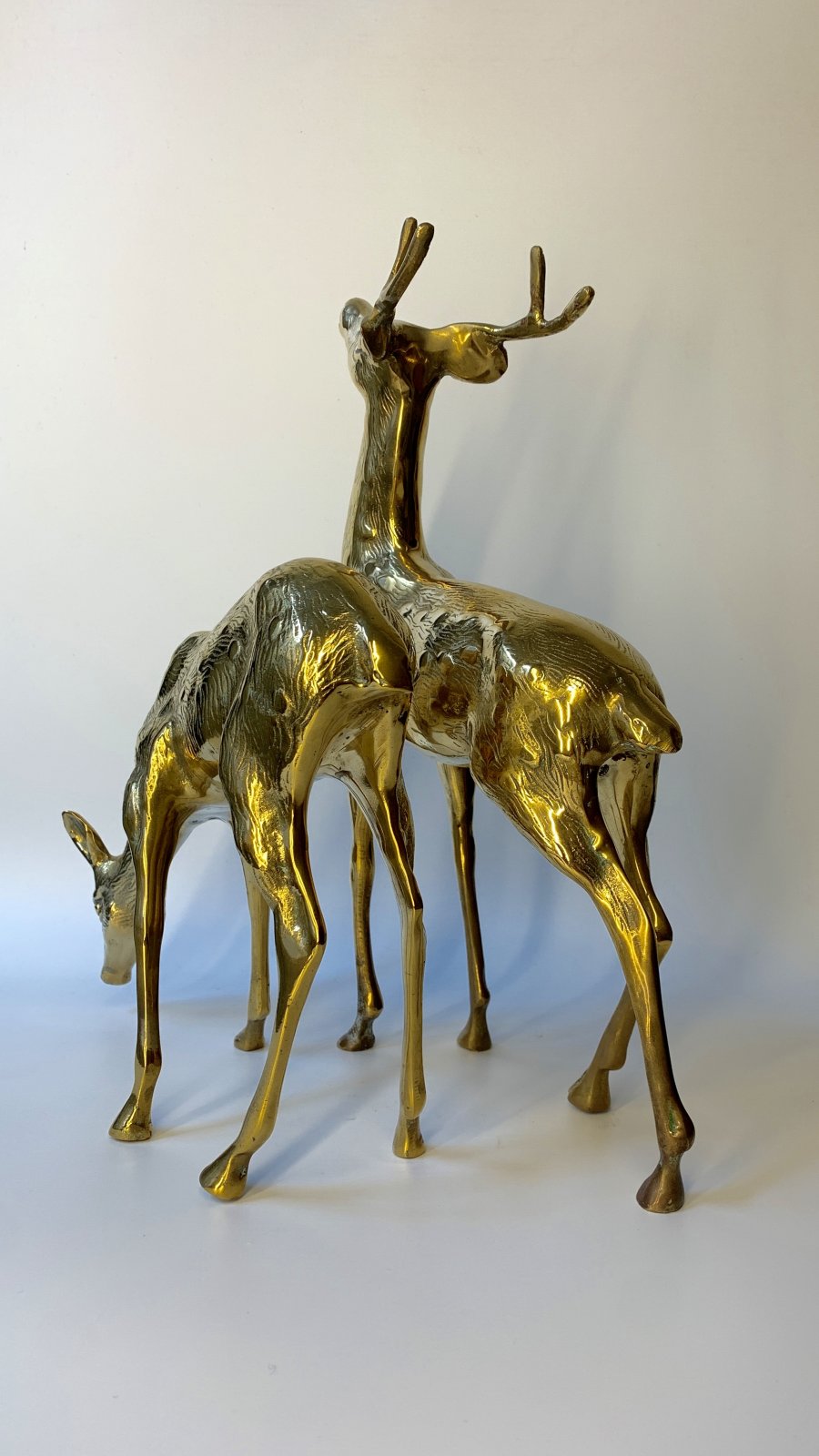 Set of two brass deer, 1960/1970s