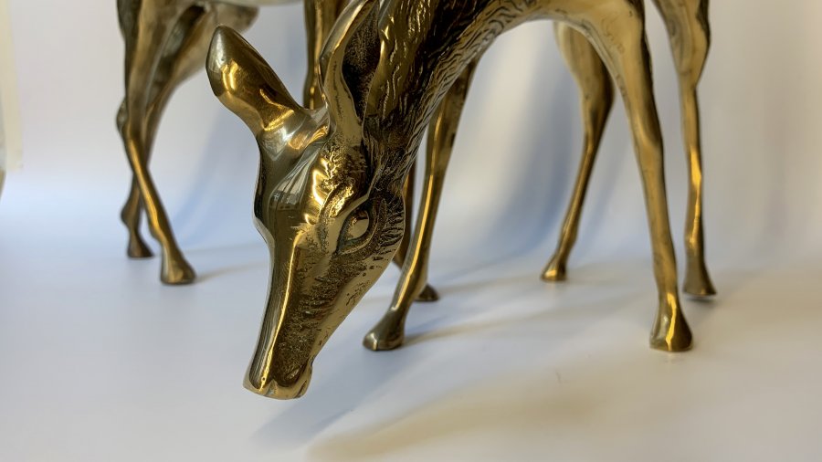 Set of two brass deer, 1960/1970s