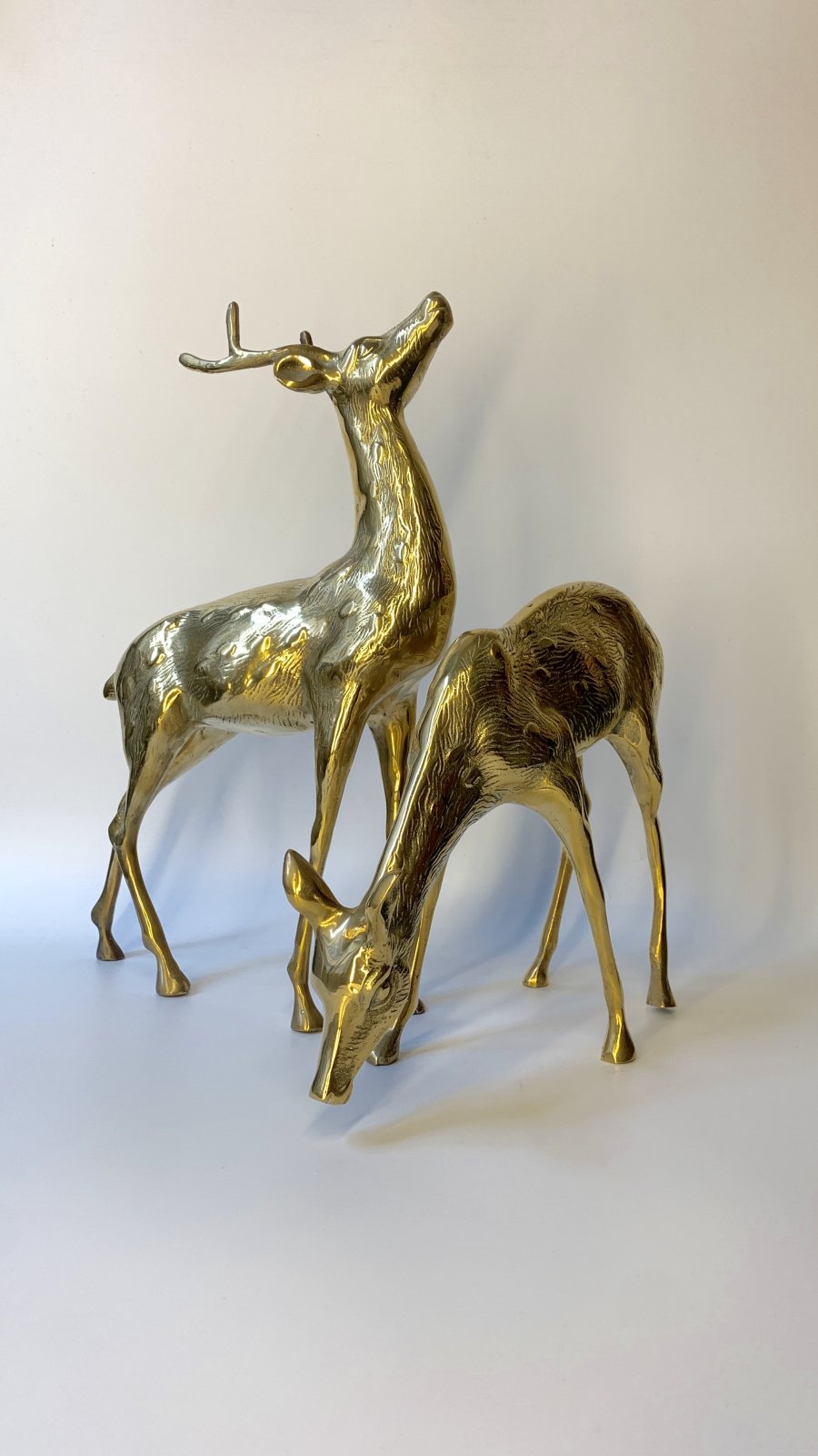 Set of two brass deer, 1960/1970s