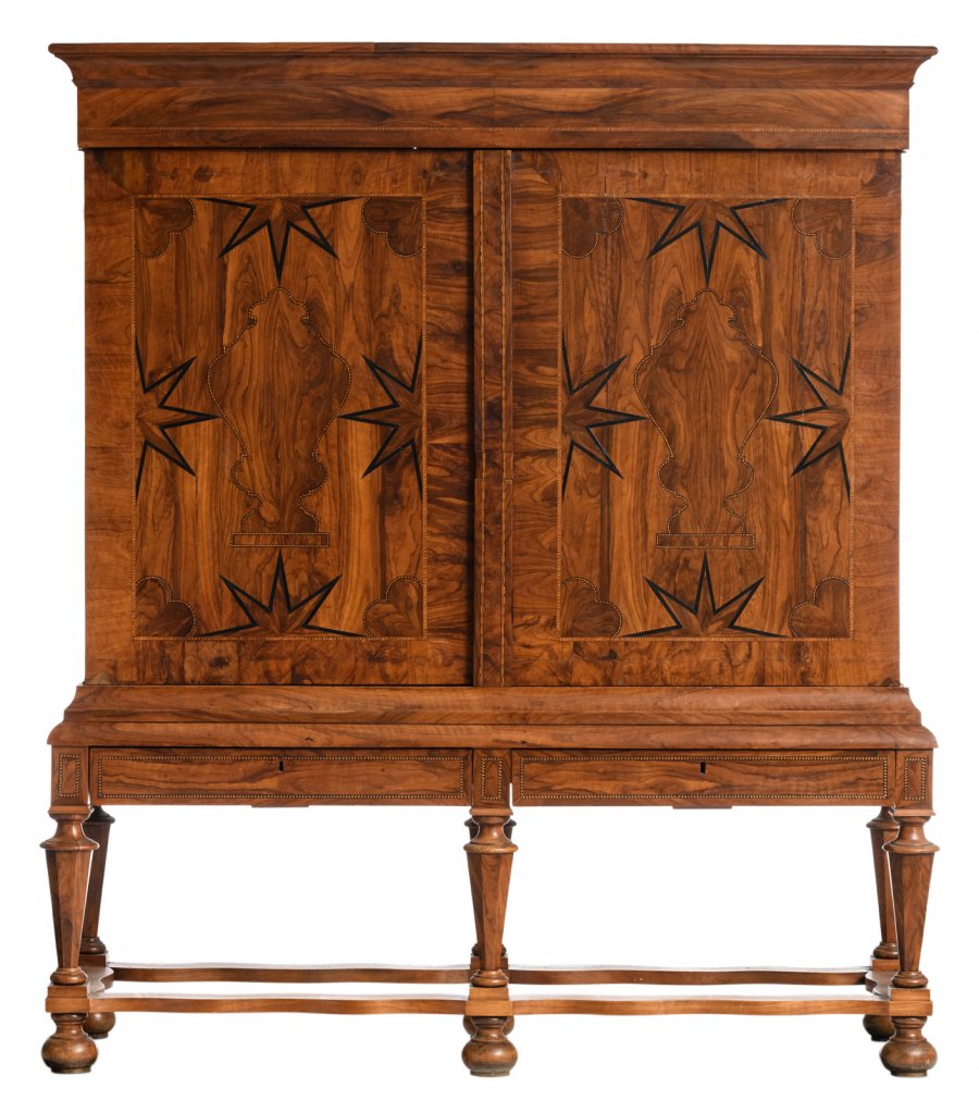 A Dutch marquetry cabinet-on-stand, early 18th C.